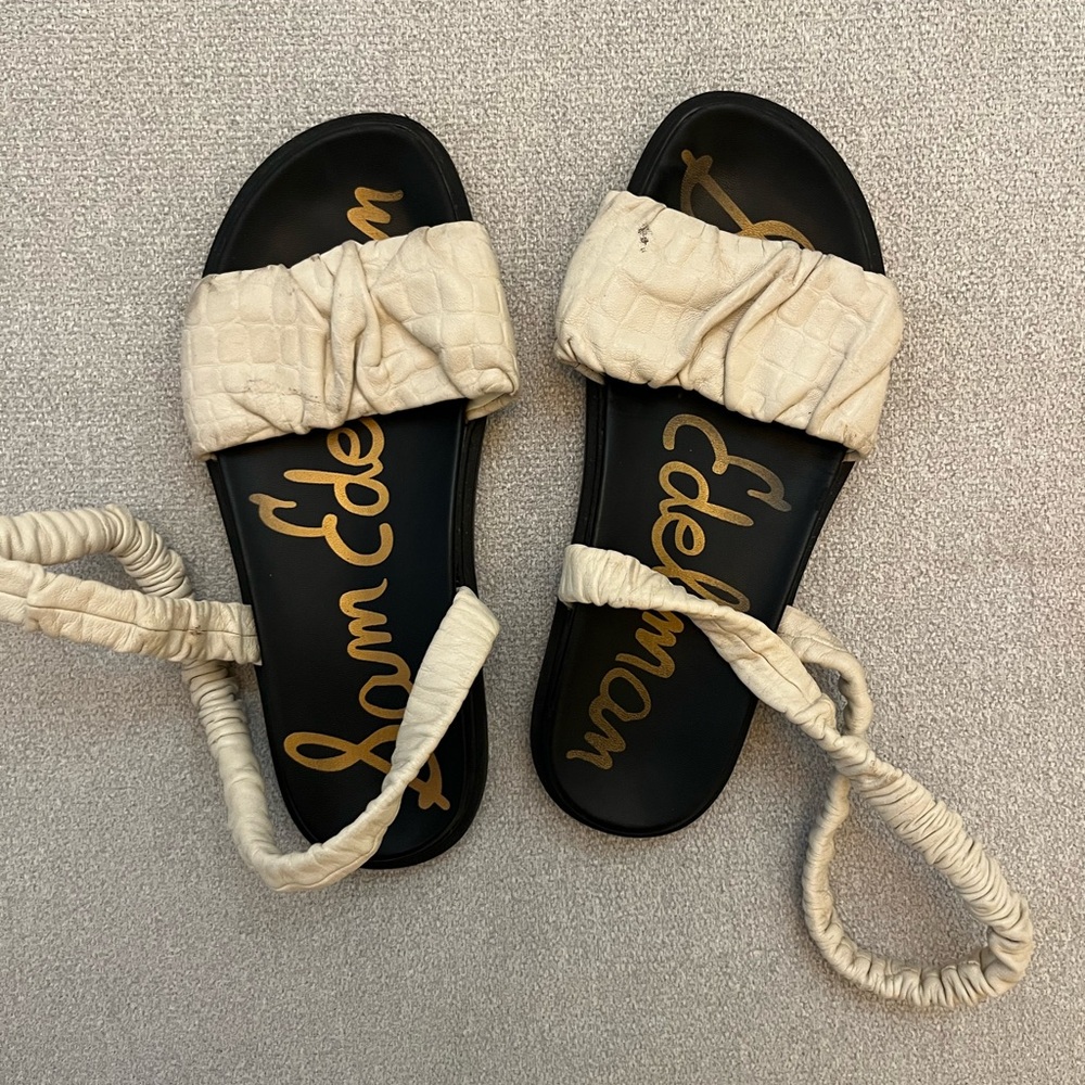 Sam Edelman Cream Textured Strap Sandals